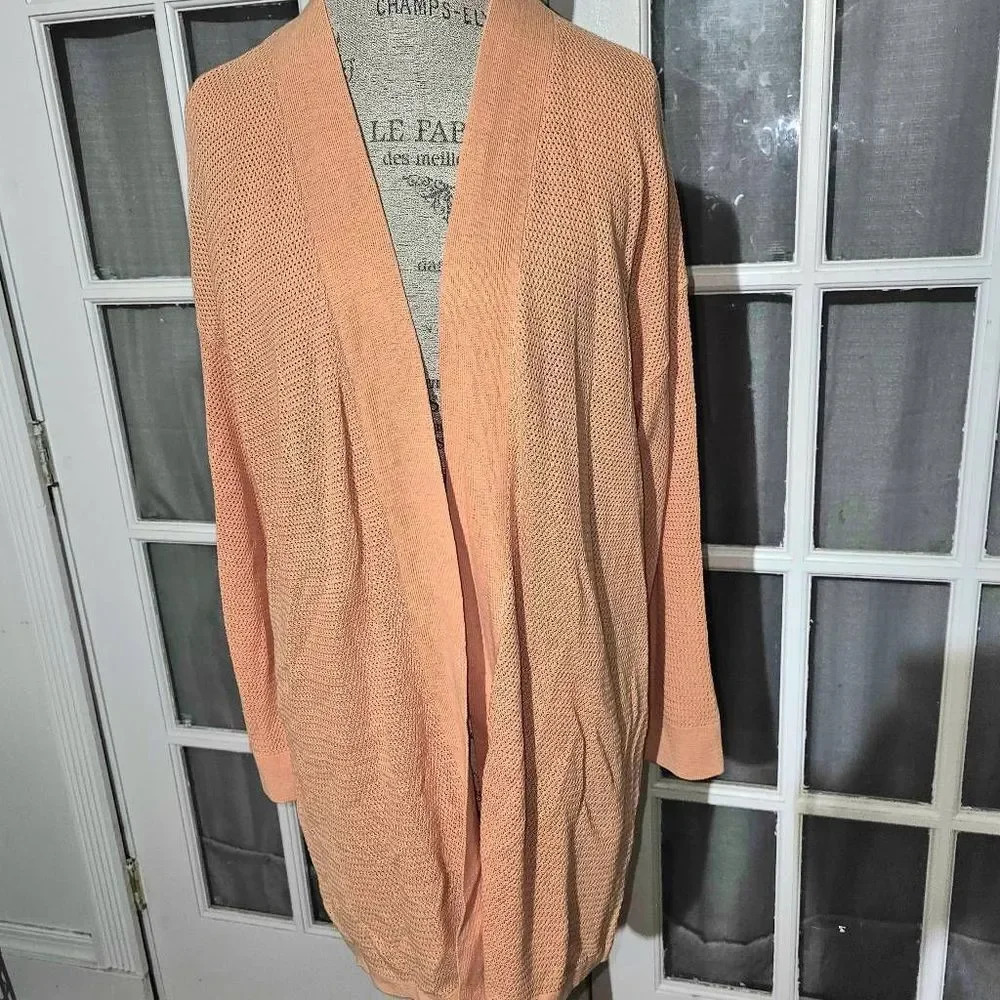NWT Chico's Womens Soft Nectarine Solid Textured Cardigan Sweater 3 XL